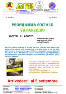 Programma Sociale Agosto 2019